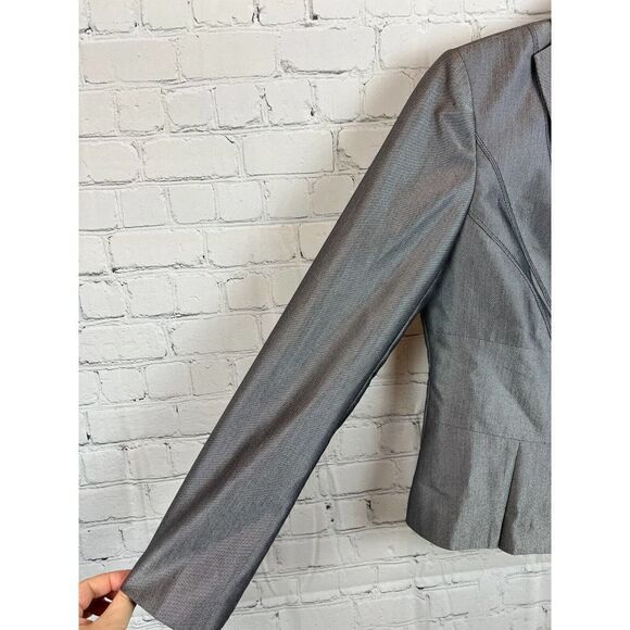 CALVIN KLEIN gray collared classic career peplum blazer jacket size 4 NWOT - Picture 6 of 10